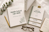 Capable Foundations Middle School Life Skills course books, section parts, and binder